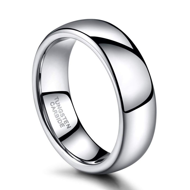 TRUMIUM 6mm White Tungsten Carbide Ring Unisex High Polished Classic Dome His and Hers Wedding Band Comfort Fit Size 9 - Image 3